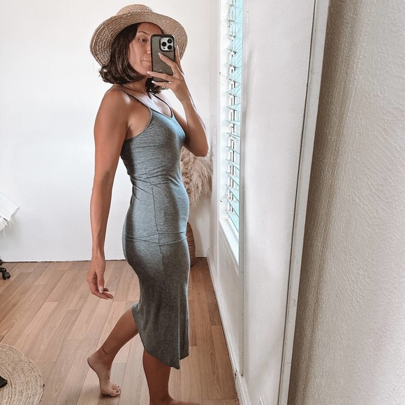 Skin Organic Cotton Slip Dress Dark Gray Size 0 - Picture 5 of 11